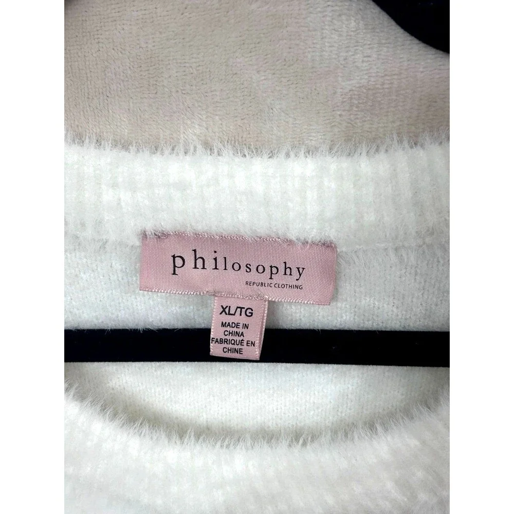 Philosophy Sweater Women’s Size XL Color Cream Pearls & Silver Balls Sleeves - Picture 3 of 12